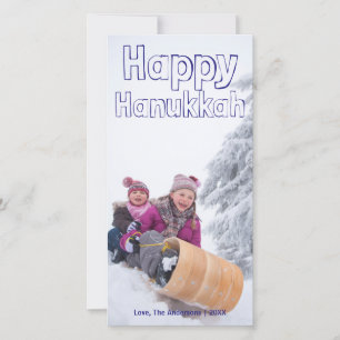 Cartes Pour Fêtes Annuelles Happy Hanukkah Blue Block - Photocard