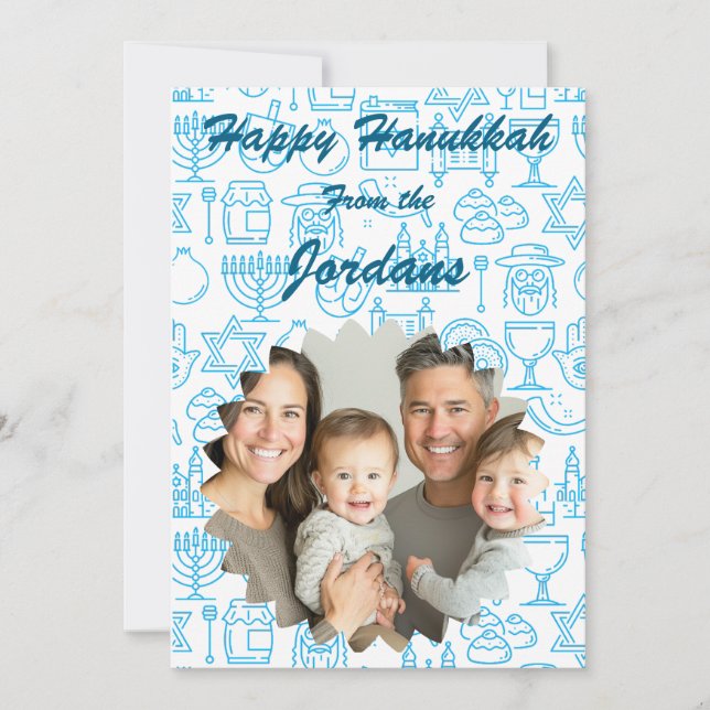 Cartes Pour Fêtes Annuelles Happy Hanukkah family photo card personalize (Devant)