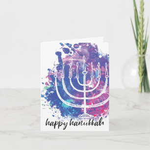 Cartes Pour Fêtes Annuelles Happy Hanukkah, Menorah, Modern Art-Inspired