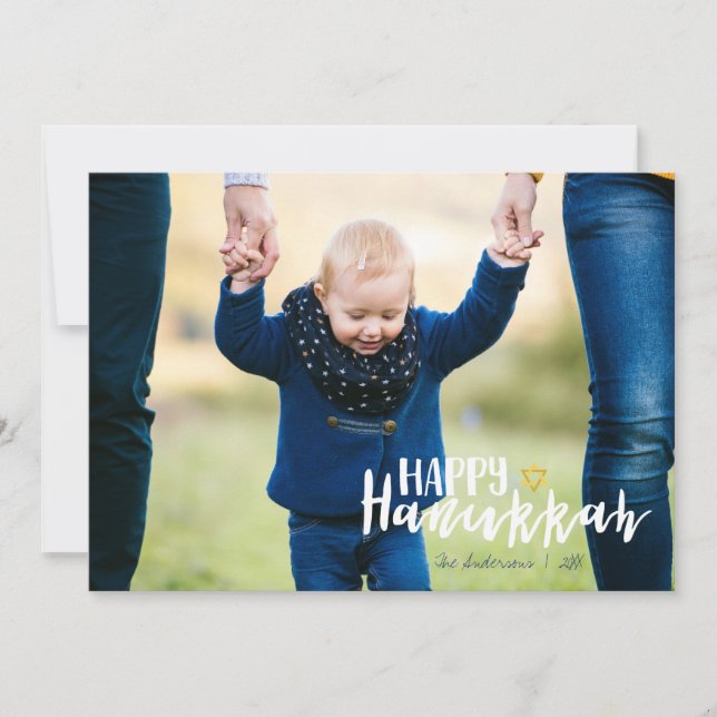 Cartes Pour Fêtes Annuelles Happy Hanukkah Star of David Holiday Photo Card (Devant)