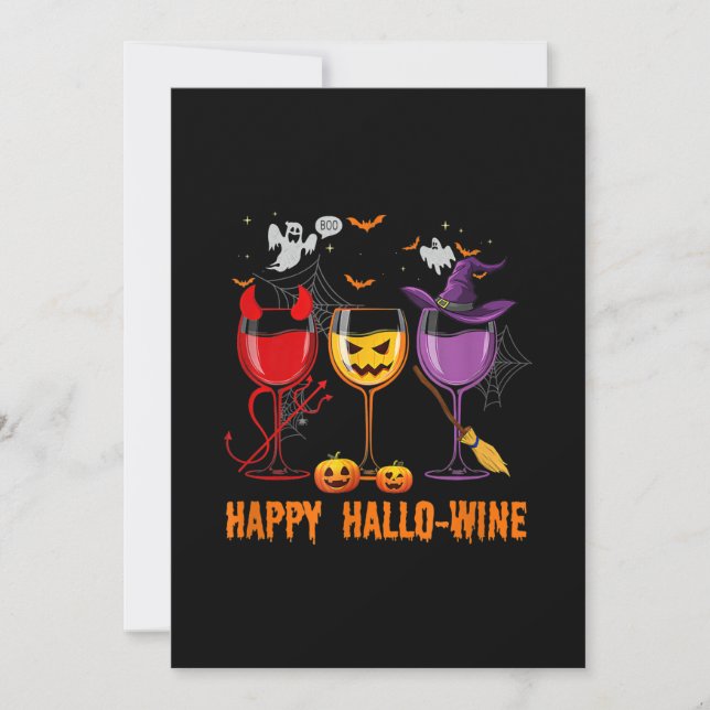 Cartes Pour Fêtes Annuelles happy happy wine funny halloweglass glass wine dri (Devant)