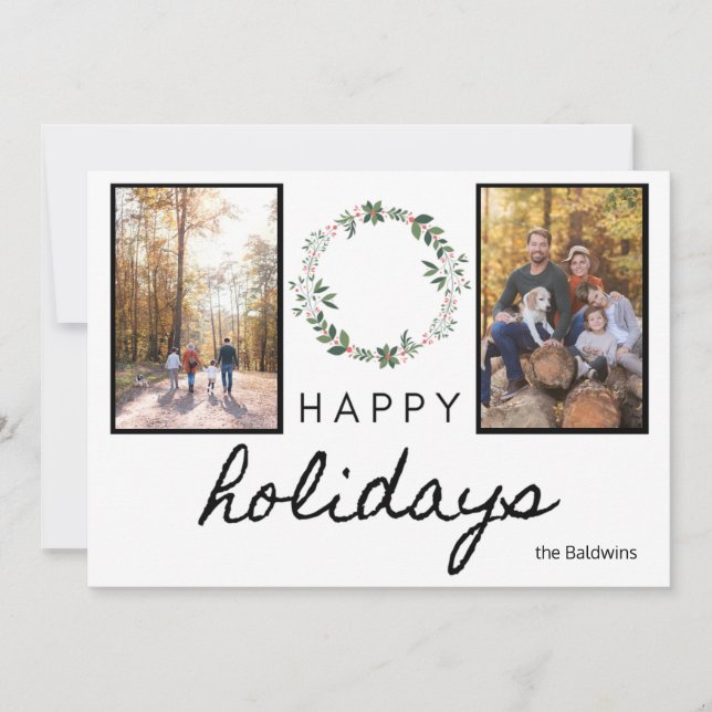 Cartes Pour Fêtes Annuelles happy holiday bold noir et blanc police photo (Devant)