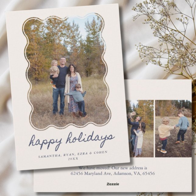 Cartes Pour Fêtes Annuelles Happy Holidays 5 Photo Card We've Moved Text (Créateur téléchargé)