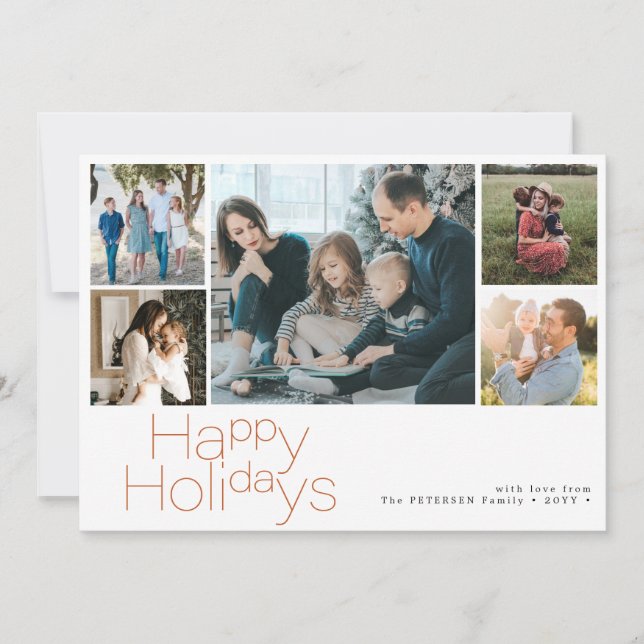 Cartes Pour Fêtes Annuelles Happy Holidays 5 photo collage moderne (Devant)