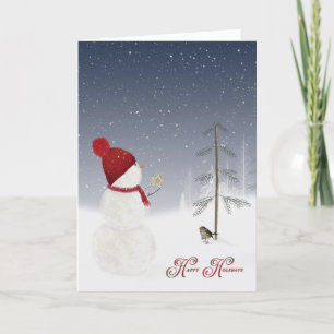 Cartes Pour Fêtes Annuelles Happy Holidays bonhomme de neige avec star