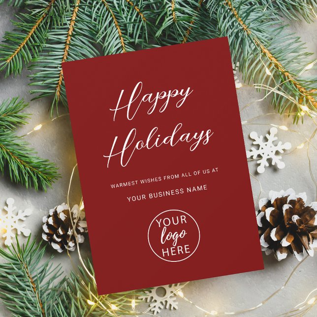 Cartes Pour Fêtes Annuelles Happy Holidays Business Logo Élégant (Happy Holidays Business Logo Holiday Card)