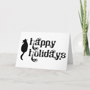Cartes Pour Fêtes Annuelles Happy Holidays Chat Silhouette