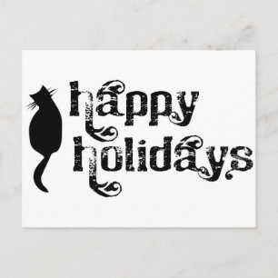 Cartes Pour Fêtes Annuelles Happy Holidays Chat Silhouette