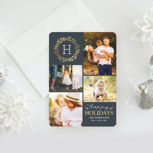 Cartes Pour Fêtes Annuelles Happy Holidays EDITABLE Color Festive Wreath