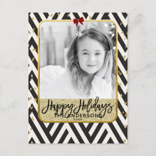 Cartes Pour Fêtes Annuelles Happy Holidays Gold Black & White Modern Photo