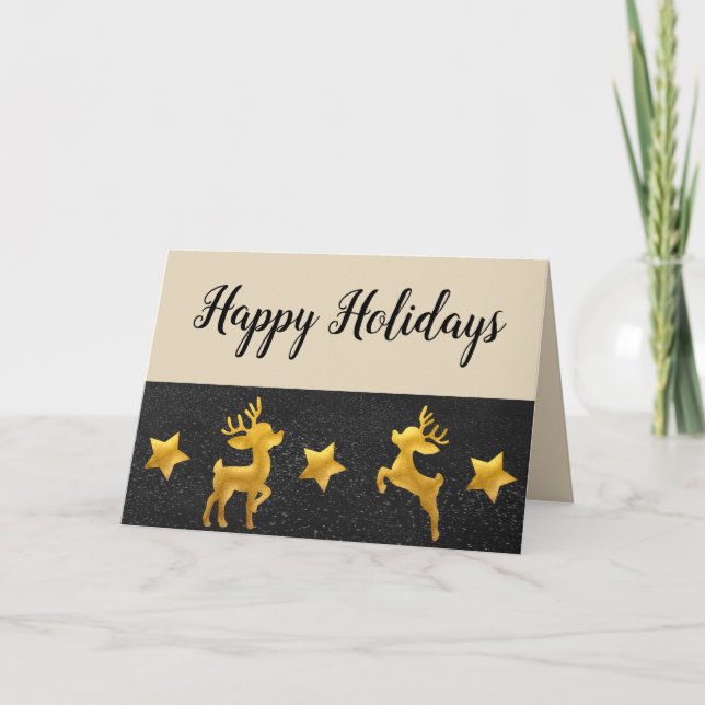 Cartes Pour Fêtes Annuelles Happy Holidays Gold Entreprise (Devant)