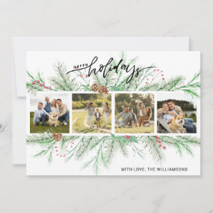 Cartes Pour Fêtes Annuelles Happy Holidays Photo Collage Botaniques de Noël