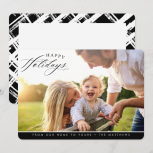 Cartes Pour Fêtes Annuelles HAPPY HOLIDAYS PHOTO élégante calligraphie noir