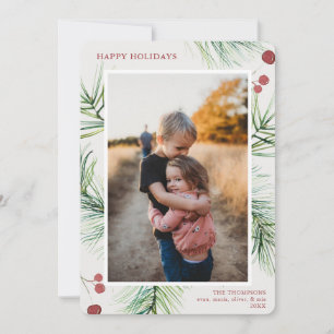 Cartes Pour Fêtes Annuelles Happy Holidays Pine Berries Photo