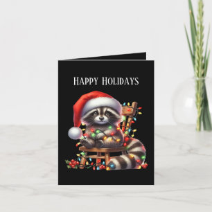 Cartes Pour Fêtes Annuelles Happy Holidays raccoon ajouter un message