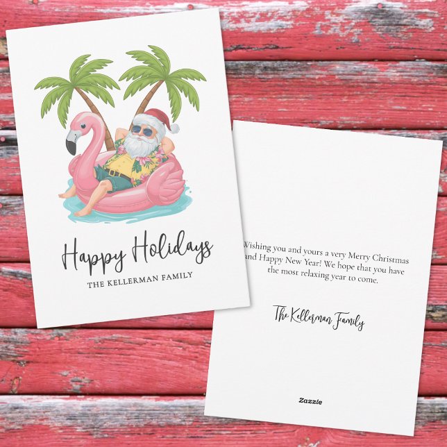 Cartes Pour Fêtes Annuelles Happy Holidays Santa Tropical Beach Christmas (Happy Holidays Santa Tropical Beach Christmas Holiday Card)