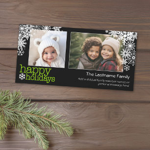 Cartes Pour Fêtes Annuelles Happy Holidays Snowflakes - 2 photos - horizontal