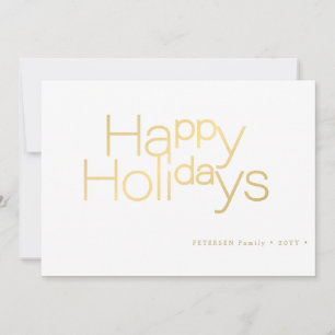 Cartes Pour Fêtes Annuelles Happy Holidays typographie or simple élégant
