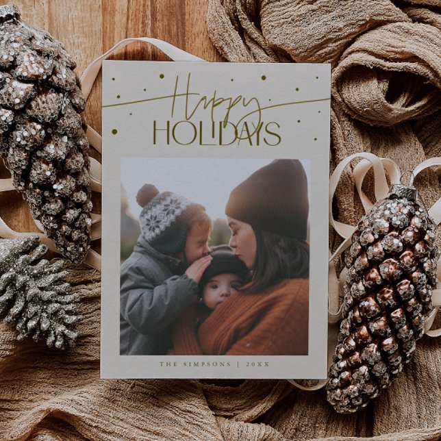 Cartes Pour Fêtes Annuelles Happy Holidays Typography Cream Photo (Créateur téléchargé)