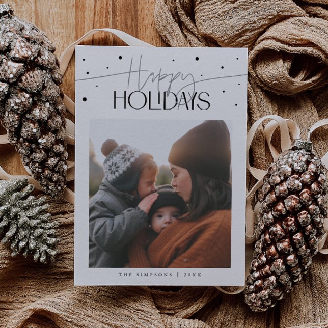 Cartes Pour Fêtes Annuelles Happy Holidays Typography White Photo (Créateur téléchargé)