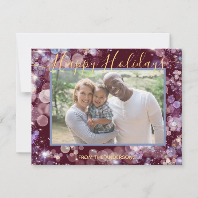 Cartes Pour Fêtes Annuelles Happy Holidays votre photo et message personnalisé (Devant)