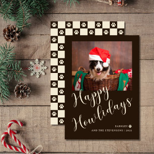 Cartes Pour Fêtes Annuelles Happy Howlidays Brown Paw Dog Photo