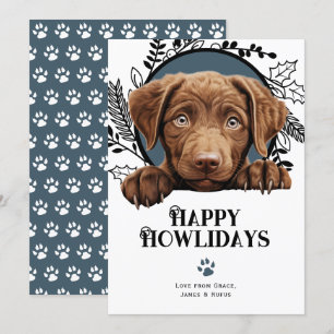 Cartes Pour Fêtes Annuelles Happy Howlidays chesapeake bay retriever dog