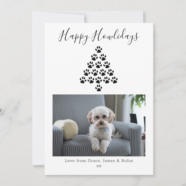 Cartes Pour Fêtes Annuelles Happy Howlidays Chien Christmas Holiday Photo (rou (Devant)