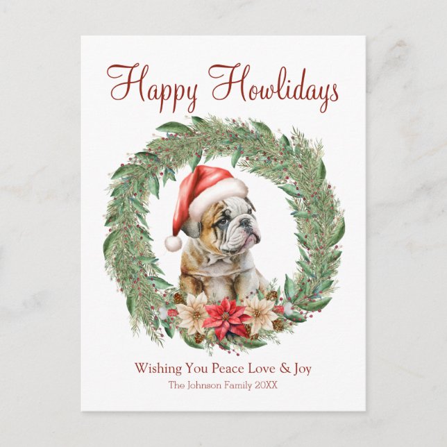 Cartes Pour Fêtes Annuelles Happy Howlidays Cute English Bulldog (Devant)