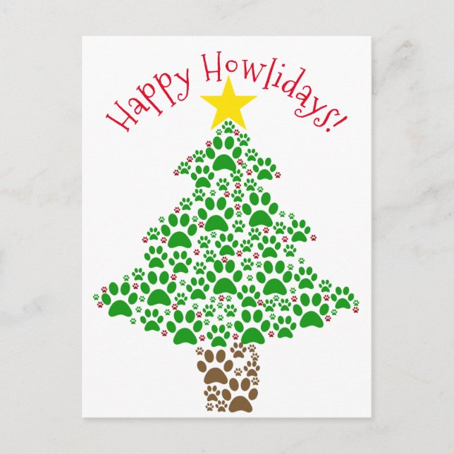Cartes Pour Fêtes Annuelles Happy Howlidays Fun Amoureux des chiens Empreinte  (Devant)