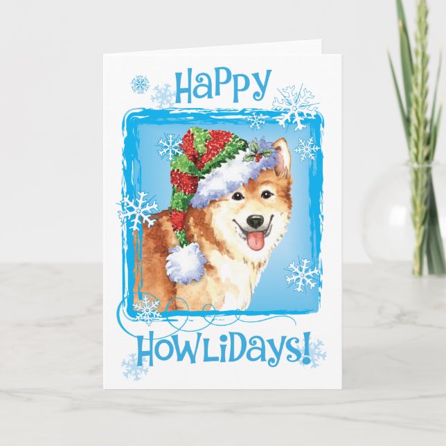 Cartes Pour Fêtes Annuelles Happy Howlidays Icelandic Sheepdog (Devant)
