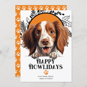 Cartes Pour Fêtes Annuelles Happy Howlidays Irlandais Red and White Setter Dog