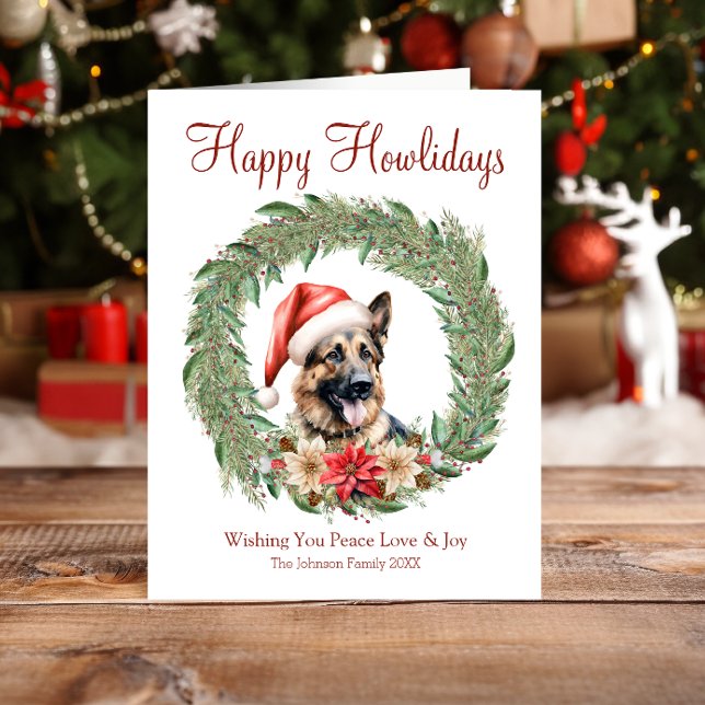 Cartes Pour Fêtes Annuelles Happy Howlidays mignon berger allemand chien (Créateur téléchargé)