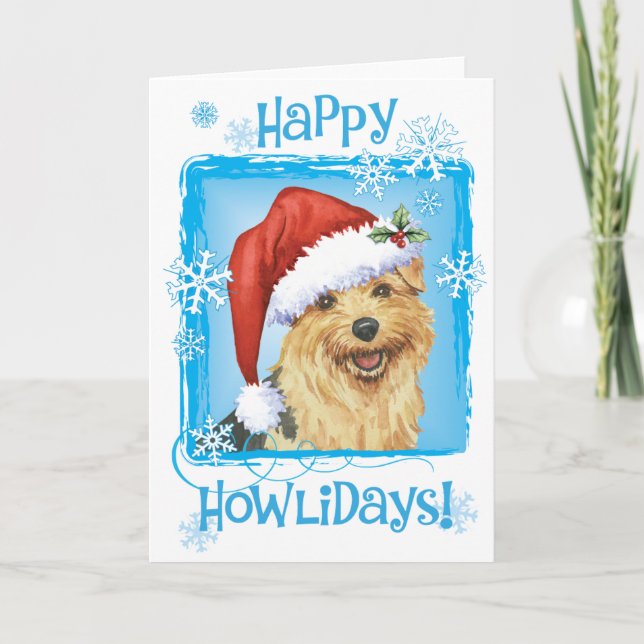 Cartes Pour Fêtes Annuelles Happy Howlidays Norfolk Terrier (Devant)