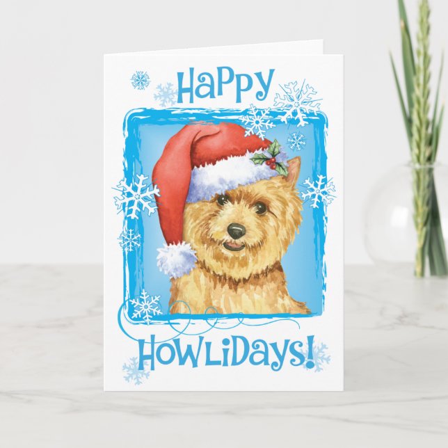 Cartes Pour Fêtes Annuelles Happy Howlidays Norwich Terrier (Devant)