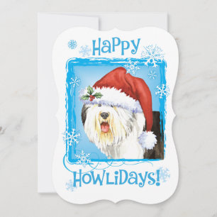 Cartes Pour Fêtes Annuelles Happy Howlidays Old English Sheepdog