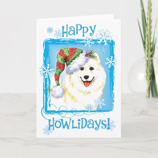 Cartes Pour Fêtes Annuelles Happy Howlidays Samoyed (Devant)