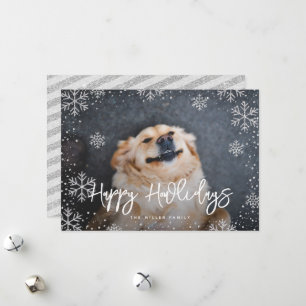 Cartes Pour Fêtes Annuelles Happy Howlidays Silver Snowflakes Pet Photo