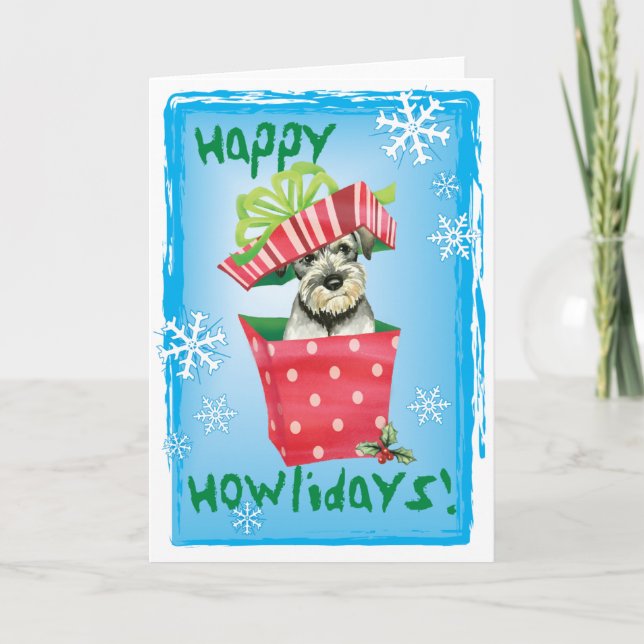 Cartes Pour Fêtes Annuelles Happy Howlidays Standard Schnauzer (Devant)