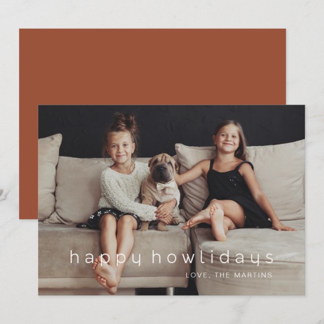 Cartes Pour Fêtes Annuelles Happy Howlidays Terracotta Photo Pet (Devant / Derrière)