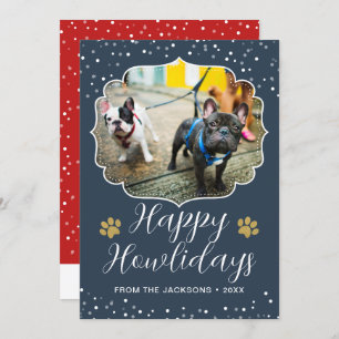 Cartes Pour Fêtes Annuelles Happy Howlidays White Script Pet Chien photo