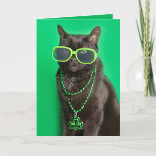 Cartes Pour Fêtes Annuelles Happy Jour de la Saint Patrick Chat en Humour vert