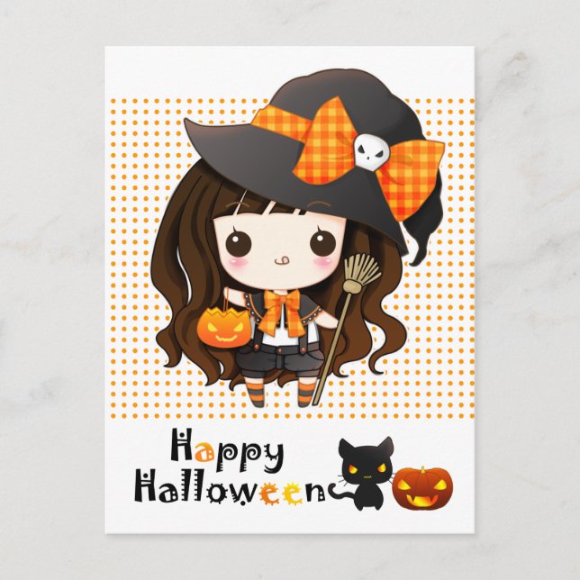 Cartes Pour Fêtes Annuelles Happy Kawaii Halloween (Devant)