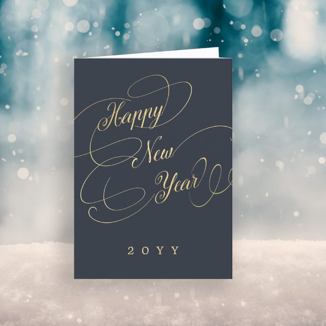 Cartes Pour Fêtes Annuelles Happy New Year or script entreprise entreprise (Créateur téléchargé)