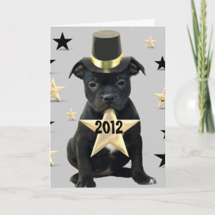 Cartes Pour Fêtes Annuelles Happy New Year Staffordshire Bull Terrier card
