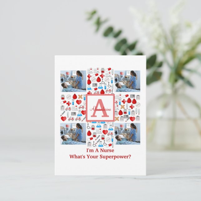 Cartes Pour Fêtes Annuelles Happy Nurses Day 4 photo collage croix monogramme (Debout devant)