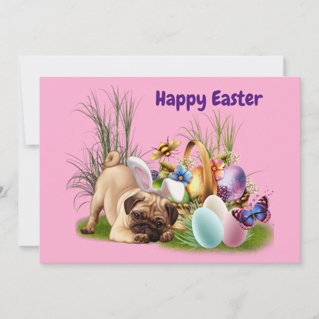 Cartes Pour Fêtes Annuelles Happy Pâques Pub chien Flat Holiday Card (Devant)
