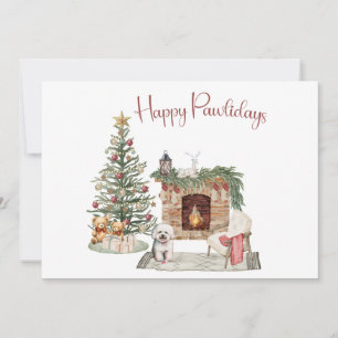 Cartes Pour Fêtes Annuelles Happy Pawlidays Chien Design - Bichon Frise