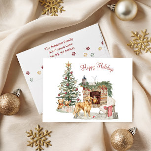 Cartes Pour Fêtes Annuelles Happy Pawlidays Chien Design - Golden Retriever