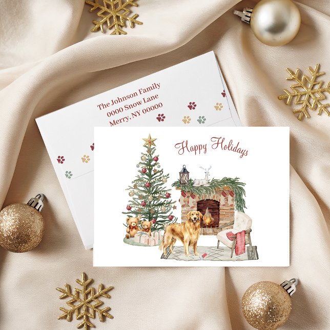 Cartes Pour Fêtes Annuelles Happy Pawlidays Chien Design - Golden Retriever (Créateur téléchargé)